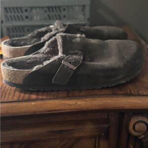 Birkenstock Brown Suede Clogs